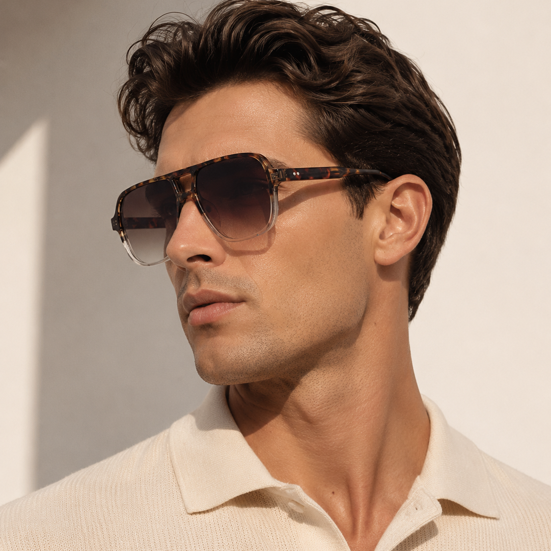 3452 Square Double Bridge Sunglasses – Classic Retro Aviator Style UV400 for Men & Women